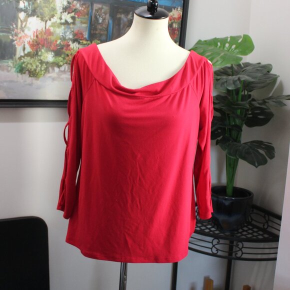 Bold Elements XXL Bright Red Cut-Out Arm Blouse Top Long Sleeve - Picture 1 of 11